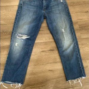 Mother Dropout Distressed Cropped Jeans